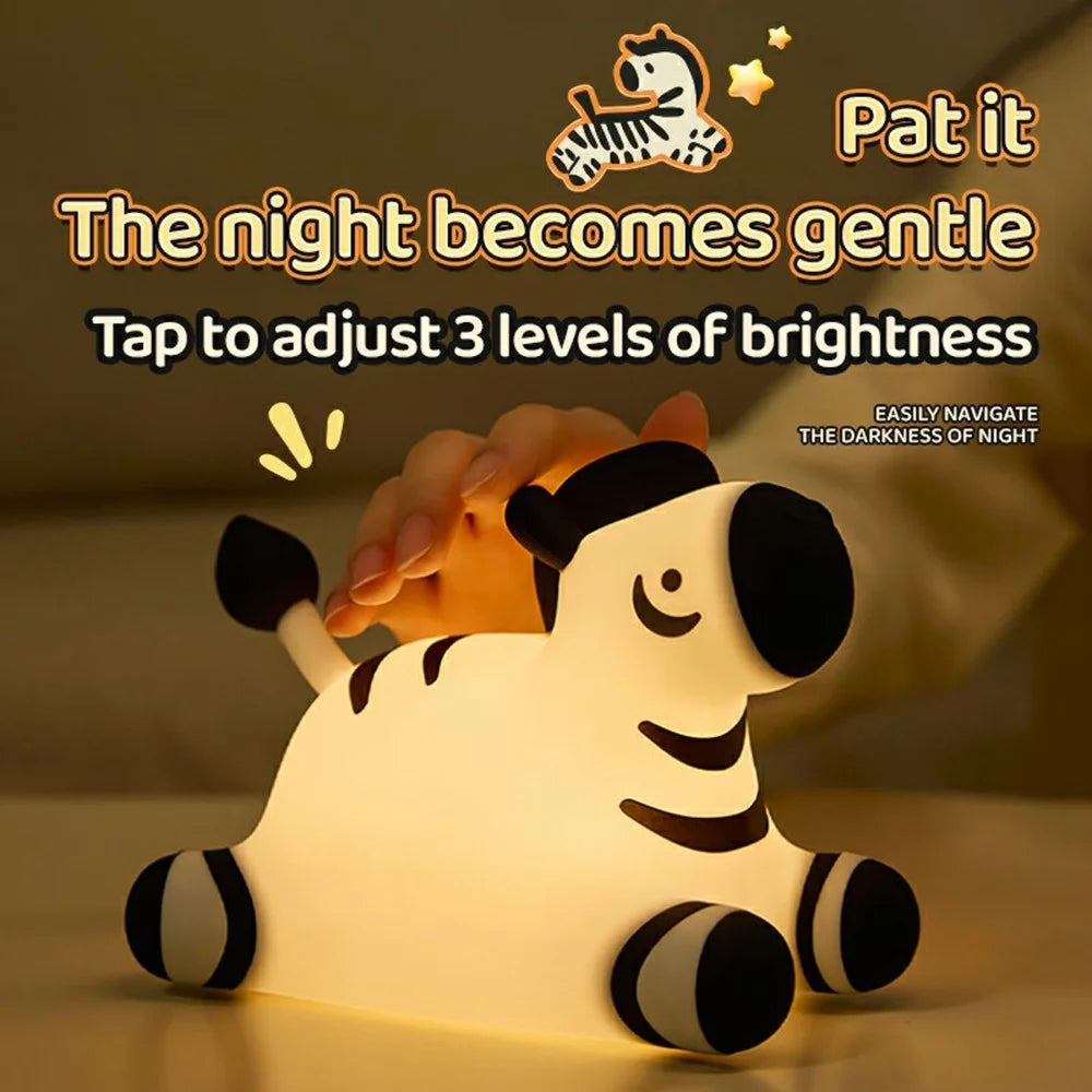 A067 Zebra Silicone Night Light Tap Control Bedside Lamp Gift Desktop Decoration - 4