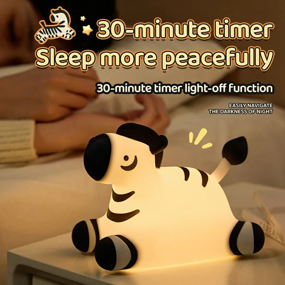 A067 Zebra Silicone Night Light Tap Control Bedside Lamp Gift Desktop Decoration - 6