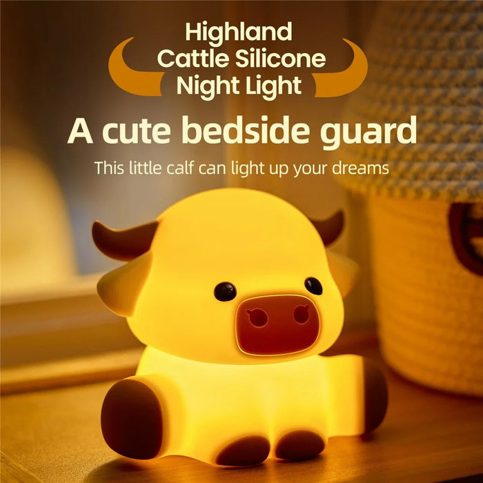 Cow Shape Silicone Night Light Tap Control Stress Relief Bedside Companion Lamp Desktop Decor Decompression Toy - 2