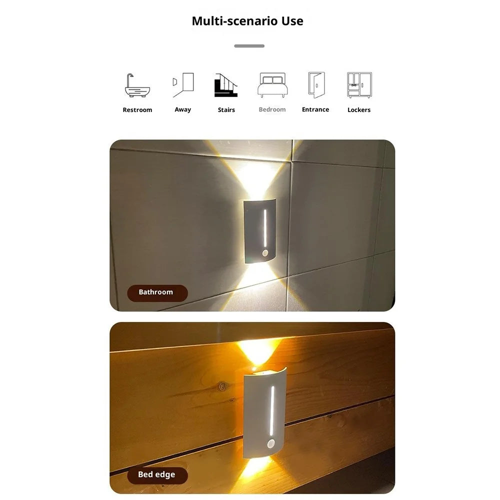 Magnetic Night Light Motion Sensor LED Lamp with 3 Color Modes for Cabinet / Closet / Stairs / Bedroom - Square - 6