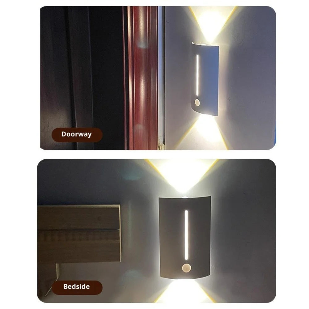 Magnetic Night Light Motion Sensor LED Lamp with 3 Color Modes for Cabinet / Closet / Stairs / Bedroom - Square - 7