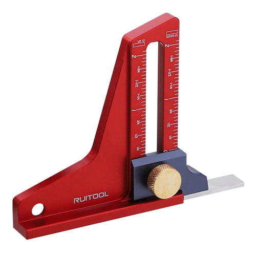 CNC Aluminum Alloy Table Saw Ruler with Magnetic Height Gauge Precision Depth Measuring Tool for Circular Saw Router - Imperial - 1