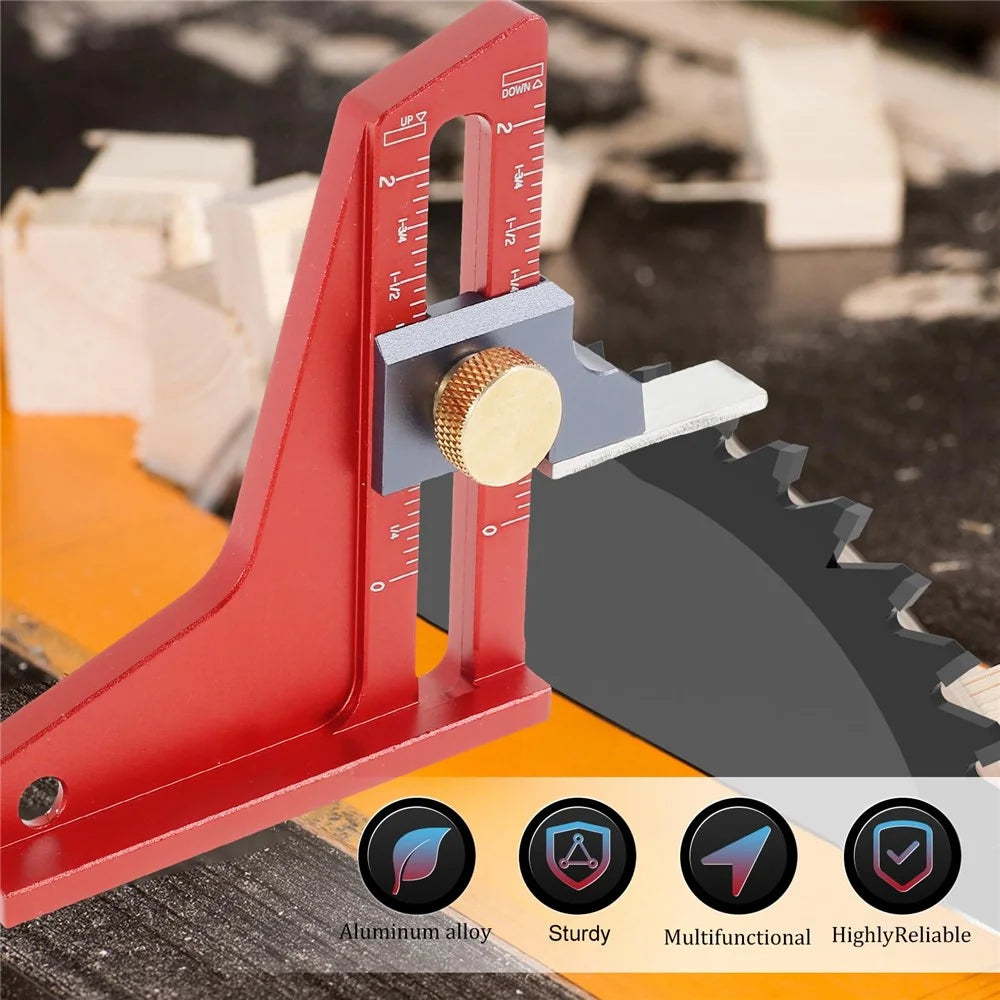 CNC Aluminum Alloy Table Saw Ruler with Magnetic Height Gauge Precision Depth Measuring Tool for Circular Saw Router - Imperial - 2
