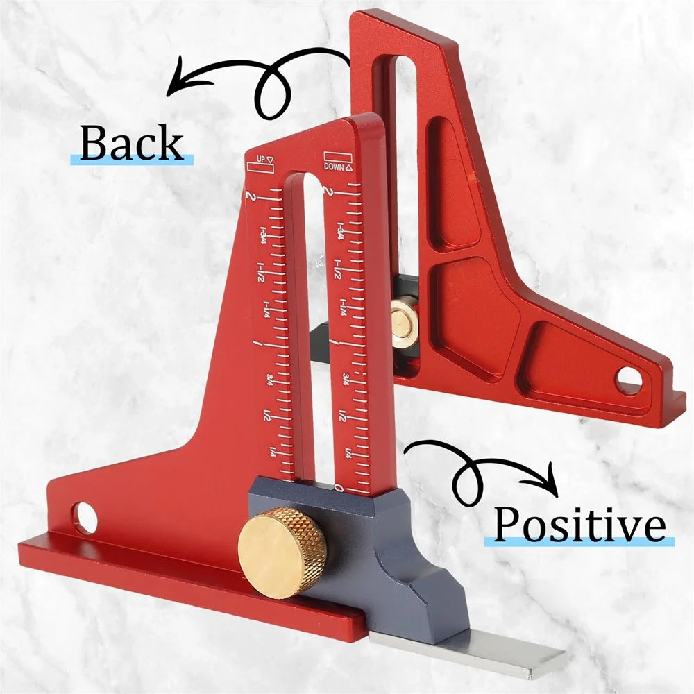 CNC Aluminum Alloy Table Saw Ruler with Magnetic Height Gauge Precision Depth Measuring Tool for Circular Saw Router - Imperial - 3