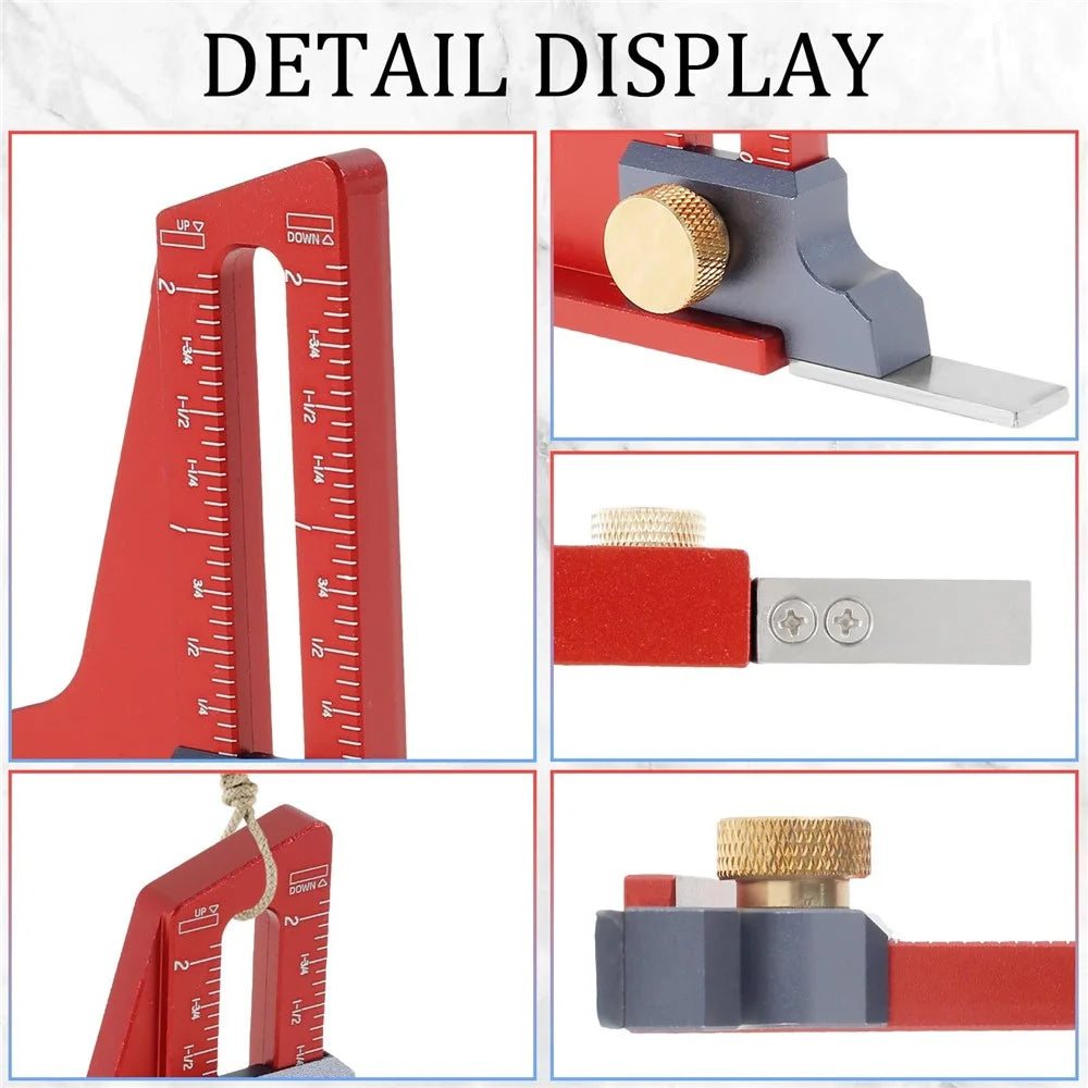 CNC Aluminum Alloy Table Saw Ruler with Magnetic Height Gauge Precision Depth Measuring Tool for Circular Saw Router - Imperial - 4