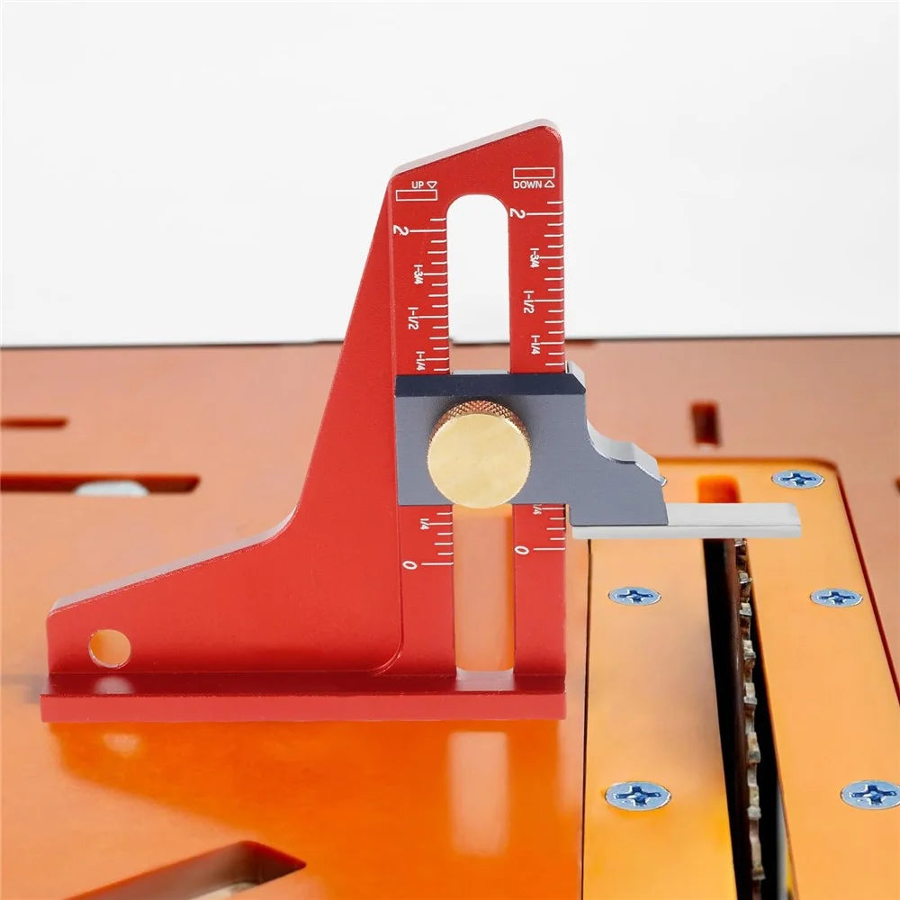 CNC Aluminum Alloy Table Saw Ruler with Magnetic Height Gauge Precision Depth Measuring Tool for Circular Saw Router - Imperial - 6