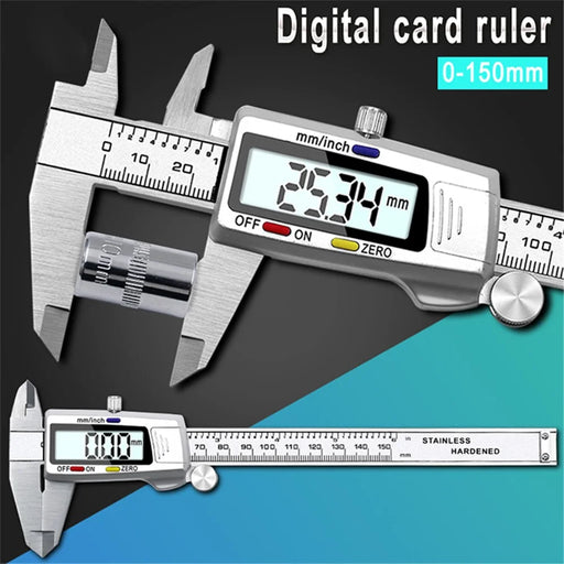 0-150mm Digital Vernier Stainless Steel LCD Display Caliper with Tri-color Button for Length Width Depth Diameter - 2