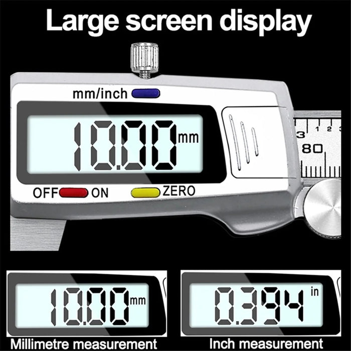 0-150mm Digital Vernier Stainless Steel LCD Display Caliper with Tri-color Button for Length Width Depth Diameter - 4