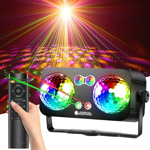 TC-7012 3 Auto  /  Sound Modes Dual-Head Magic Ball Independent Control Timer RGB LED Stage Light for KTV Home Bar - EU Plug - 1