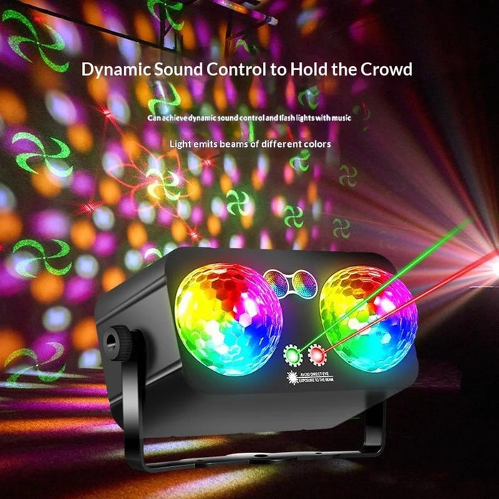TC-7012 3 Auto  /  Sound Modes Dual-Head Magic Ball Independent Control Timer RGB LED Stage Light for KTV Home Bar - EU Plug - 3