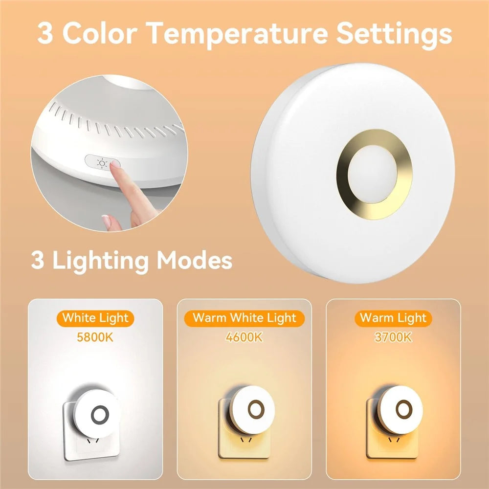 3 Color Temperatures Touch Sensor Night Light Eye-Caring Bedside Lamp Rechargeable Portable for Bedroom Study - EU Plug - 3