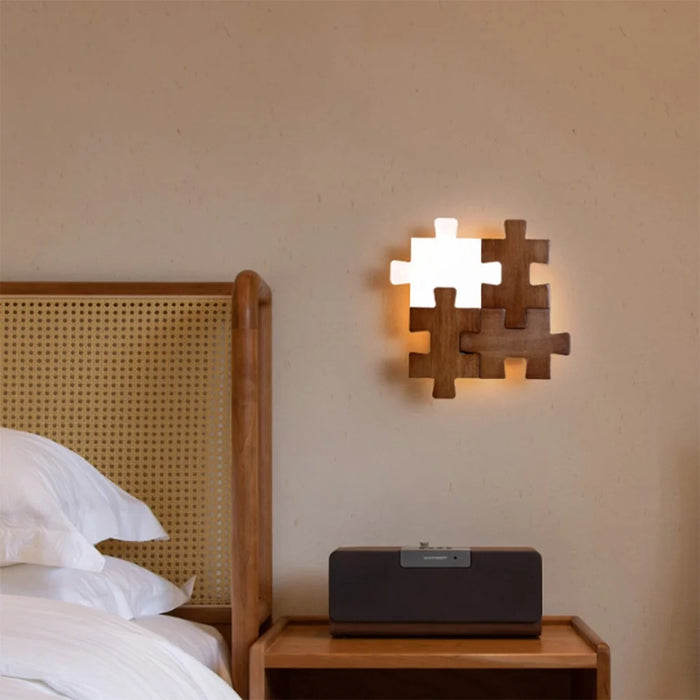12W 3 Color Wooden Block Wall Lamp Modern Minimalist LED Bedside Light for Bedroom Hallway - 5