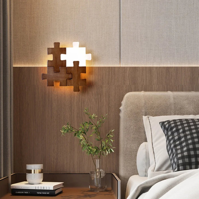 12W 3 Color Wooden Block Wall Lamp Modern Minimalist LED Bedside Light for Bedroom Hallway - 6