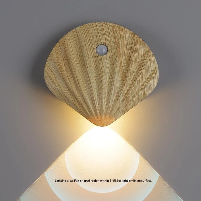 Smart LED Motion Sensor Night Light Rechargeable Magnetic Wireless Cabinet Closet Door Lamp - Warm Light  /  Natural Wood Grain - 2