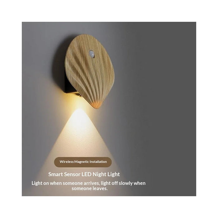 Smart LED Motion Sensor Night Light Rechargeable Magnetic Wireless Cabinet Closet Door Lamp - Warm Light  /  Natural Wood Grain - 3