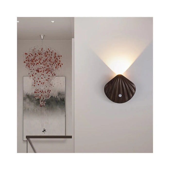 Smart LED Motion Sensor Night Light Rechargeable Magnetic Wireless Cabinet Closet Door Lamp - Warm Light  /  Natural Wood Grain - 6