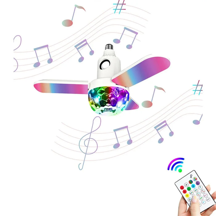 Bluetooth-Compatible Disco Ball Music Light 3-Leaf Foldable LED Lamp with Speaker Smart Remote Control Atmosphere Light - 2