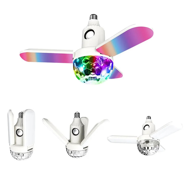 Bluetooth-Compatible Disco Ball Music Light 3-Leaf Foldable LED Lamp with Speaker Smart Remote Control Atmosphere Light - 3