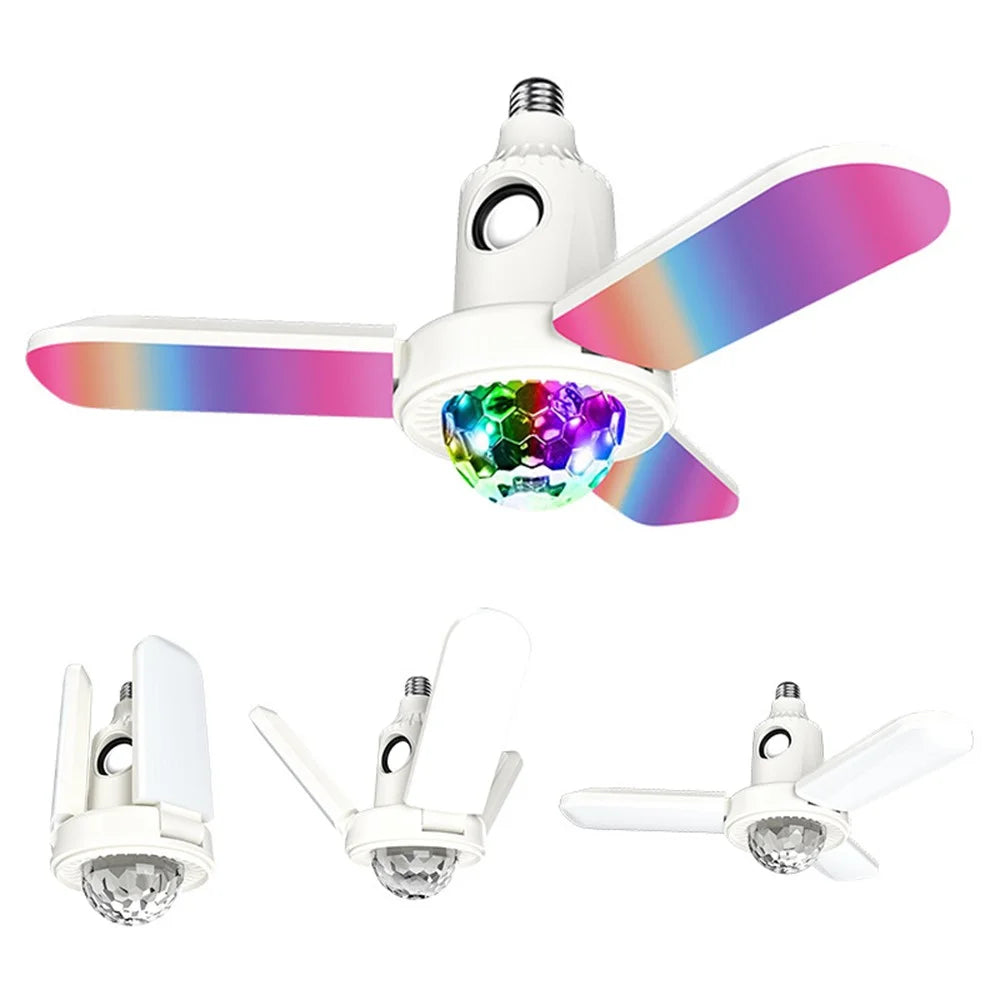 Bluetooth-Compatible Music Light Bulb 3-Leaf Foldable LED Disco Ball For Indoor White Light  /  RGB Atmosphere Lamp - 1
