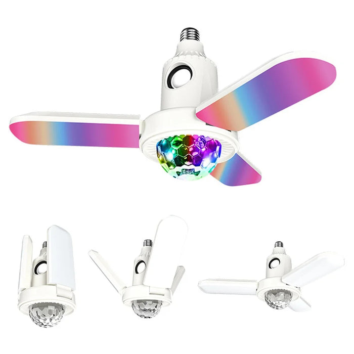 Bluetooth-Compatible Music Light Bulb 3-Leaf Foldable LED Disco Ball For Indoor White Light  /  RGB Atmosphere Lamp - 1