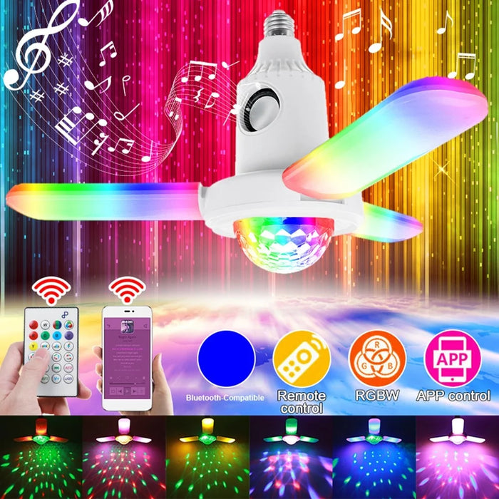 Bluetooth-Compatible Music Light Bulb 3-Leaf Foldable LED Disco Ball For Indoor White Light  /  RGB Atmosphere Lamp - 2