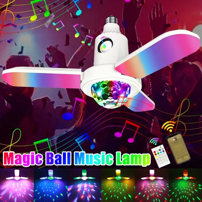 Bluetooth-Compatible Music Light Bulb 3-Leaf Foldable LED Disco Ball For Indoor White Light  /  RGB Atmosphere Lamp - 3