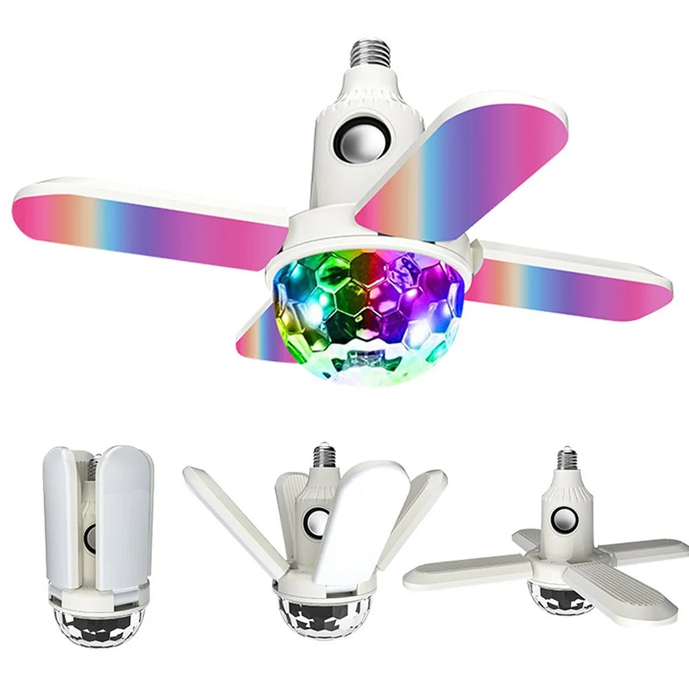 Large Magic Ball Projector Light RGB Color Changing E27 Four-Leaf Folding Ceiling Lamp Bluetooth-compatible Speaker - 1