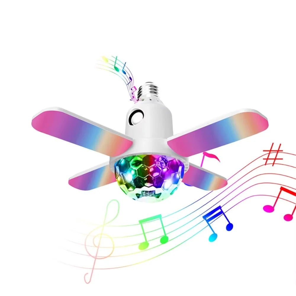 Large Magic Ball Projector Light RGB Color Changing E27 Four-Leaf Folding Ceiling Lamp Bluetooth-compatible Speaker - 2