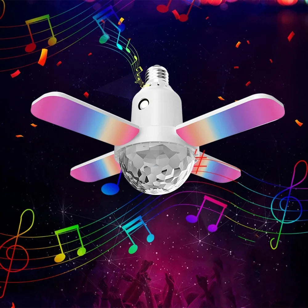 Large Magic Ball Projector Light RGB Color Changing E27 Four-Leaf Folding Ceiling Lamp Bluetooth-compatible Speaker - 3