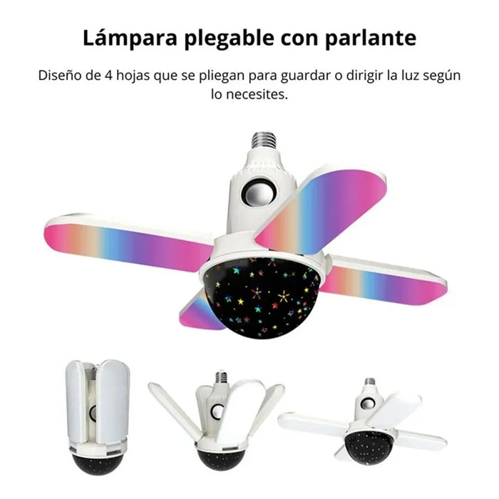 Large Star Projector Lamp E27 Four-Leaf Folding RGB Color Changing Ceiling Light Bluetooth-compatible Speaker with Remote Control - 4