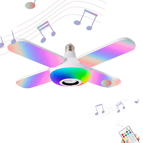 E27 Bluetooth-compatible Speaker Music Light with 4 Foldable Leaves Smart RGB Color Changing Ceiling Lamp - 1