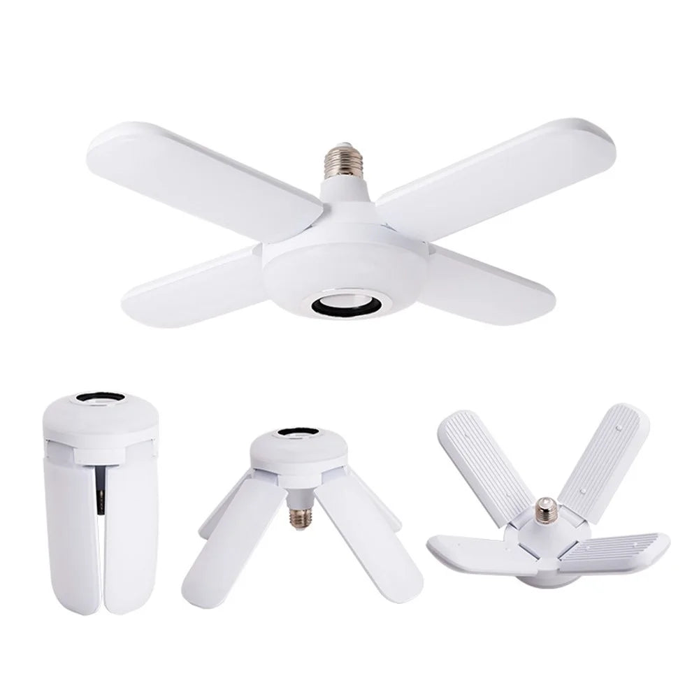 E27 Bluetooth-compatible Speaker Music Light with 4 Foldable Leaves Smart RGB Color Changing Ceiling Lamp - 2