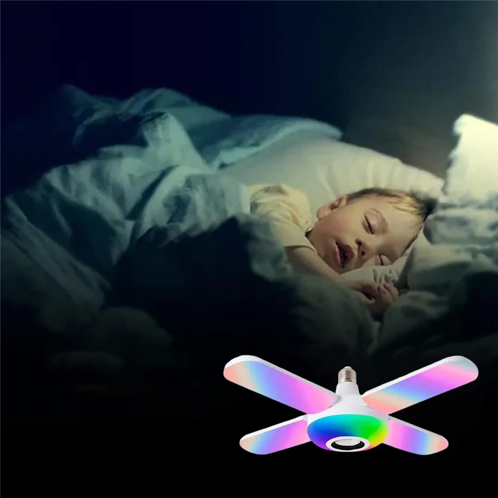 E27 Bluetooth-compatible Speaker Music Light with 4 Foldable Leaves Smart RGB Color Changing Ceiling Lamp - 5