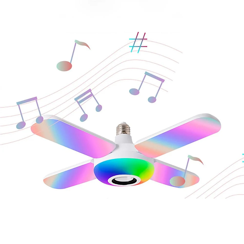 E27 Bluetooth-compatible Speaker Music Light with 4 Foldable Leaves Smart RGB Color Changing Ceiling Lamp - 6