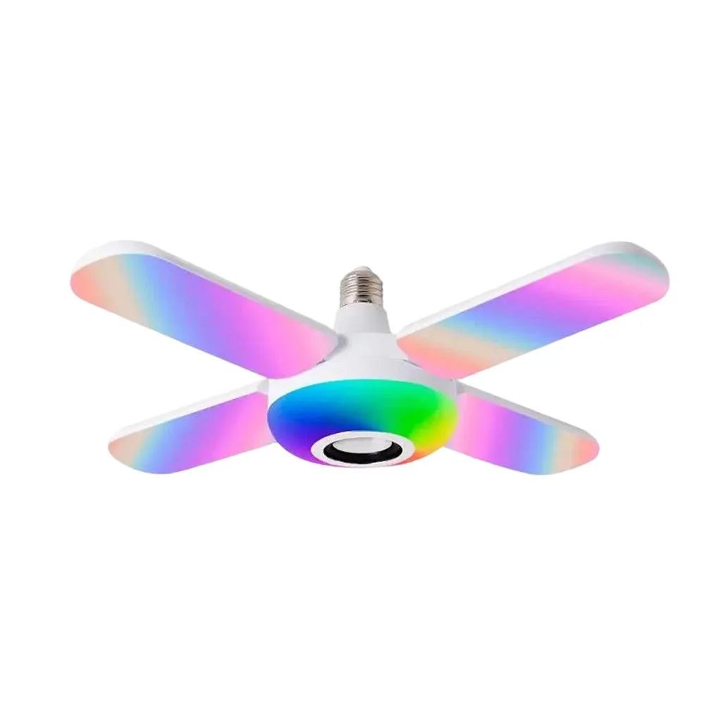 E27 Bluetooth-compatible Speaker Music Light with 4 Foldable Leaves Smart RGB Color Changing Ceiling Lamp - 7
