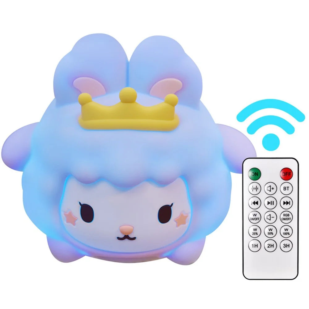 ICARER FAMILY Purple Moon Rabbit White Noise Night Light Speaker Bluetooth-Compatible Remote Control Speaker with 7-Color Gradient Atmosphere Light TWS Pairing - 1