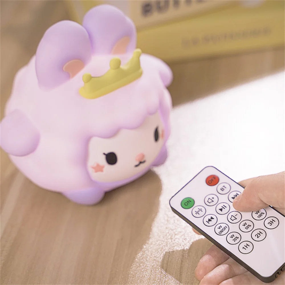 ICARER FAMILY Purple Moon Rabbit White Noise Night Light Speaker Bluetooth-Compatible Remote Control Speaker with 7-Color Gradient Atmosphere Light TWS Pairing - 6