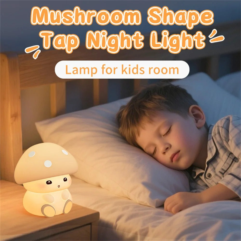 ICARER FAMILY Mushroom Tap Light Silicone Night Light Touch Control with 3 Brightness Levels / Timer Function - 3