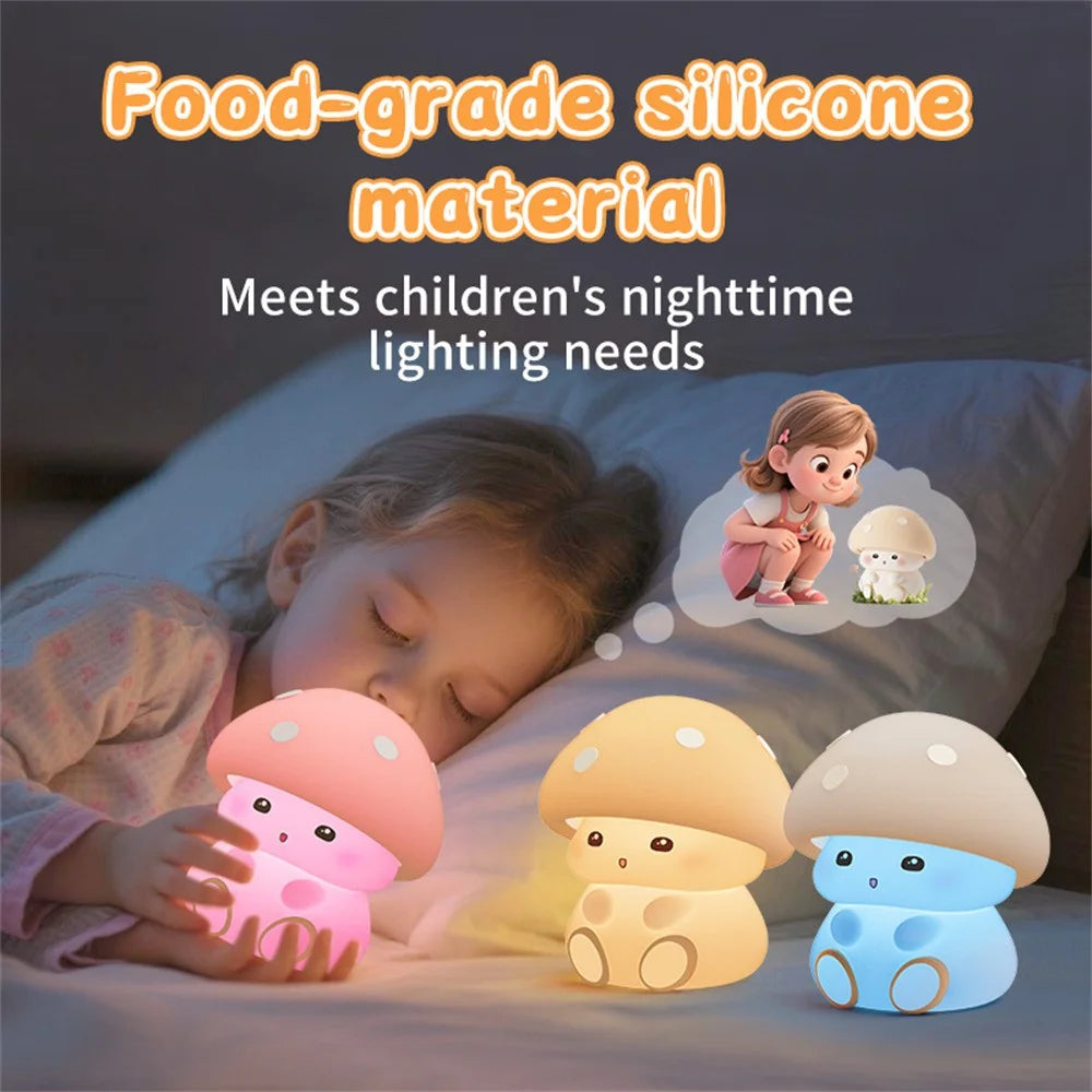 ICARER FAMILY Mushroom Tap Light Silicone Night Light Touch Control with 3 Brightness Levels / Timer Function - 5