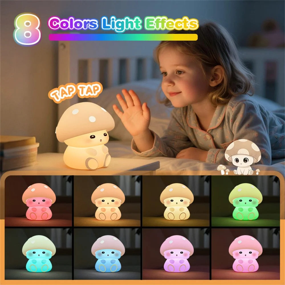 ICARER FAMILY Mushroom Tap Light Silicone Night Light Touch Control with 3 Brightness Levels / Timer Function - 7