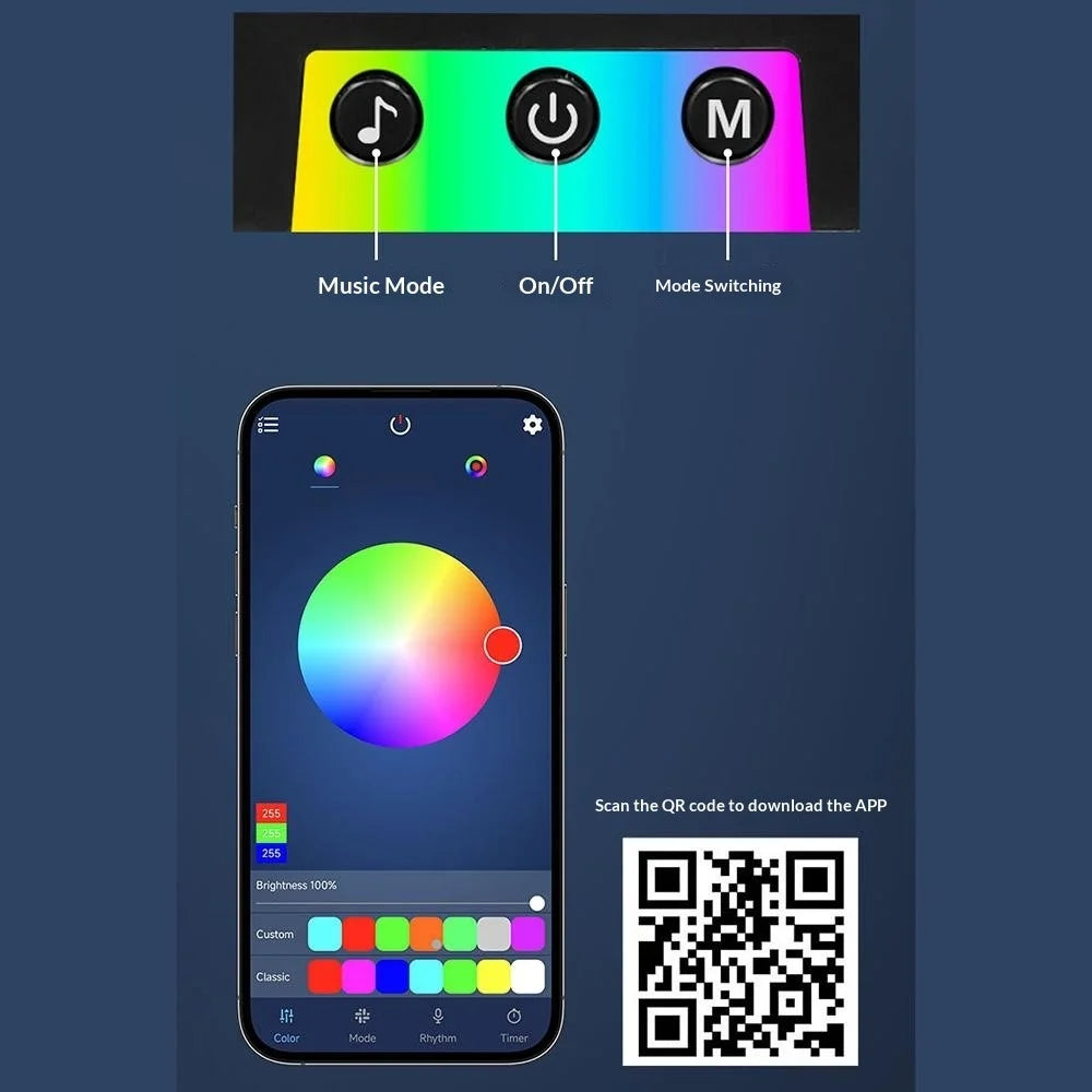 KBB-50 RGB Gaming Ambient Light Desktop Sound Reactive Rhythm Lamp with Button / Bluetooth-Compatible APP Control for Bedroom - 5