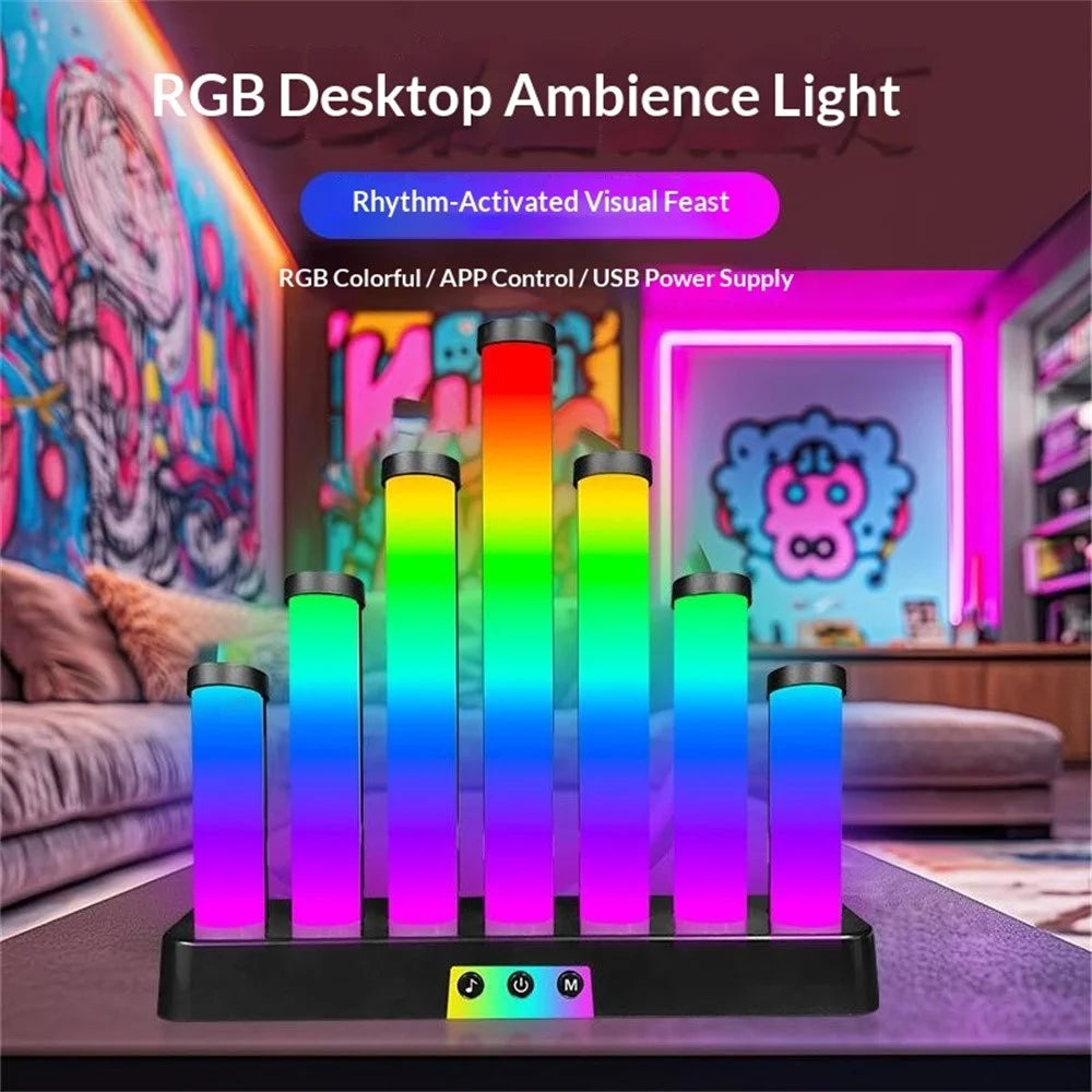KBB-52 Sound Reactive Rhythm Lamp RGB Gaming Ambient Light with Button Control for Study Bedroom Desktop - 2