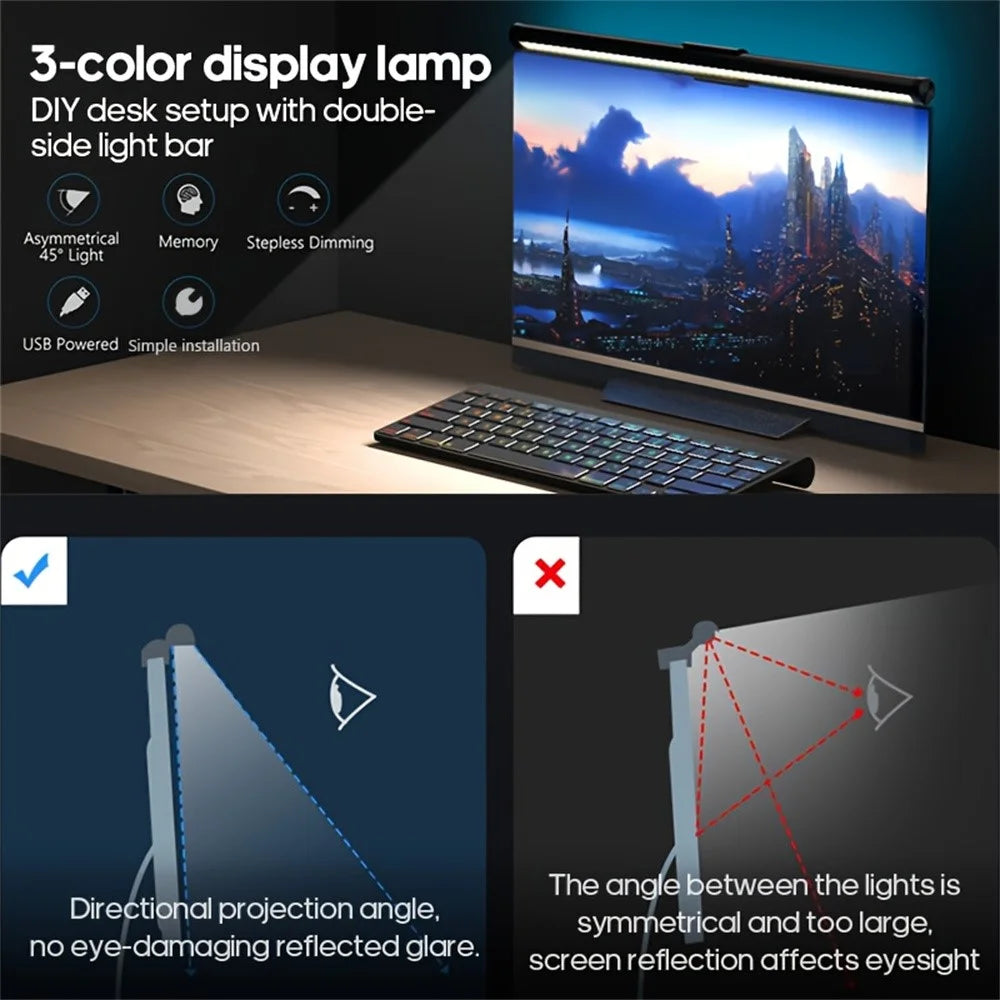 KBB-56 30cm LED Monitor Hanging Light Single-Sided 3-Color Eye-Caring Lamp for Office Reading Screen Supplement - 3