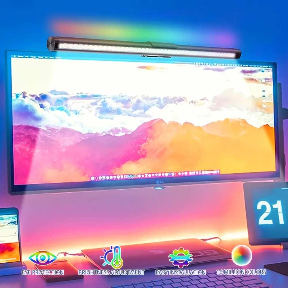 KBB-53 40cm RGB Color-Changing Monitor Light Eye-Caring LED Hanging Lamp with 3-Color Modes for Office Reading - 3