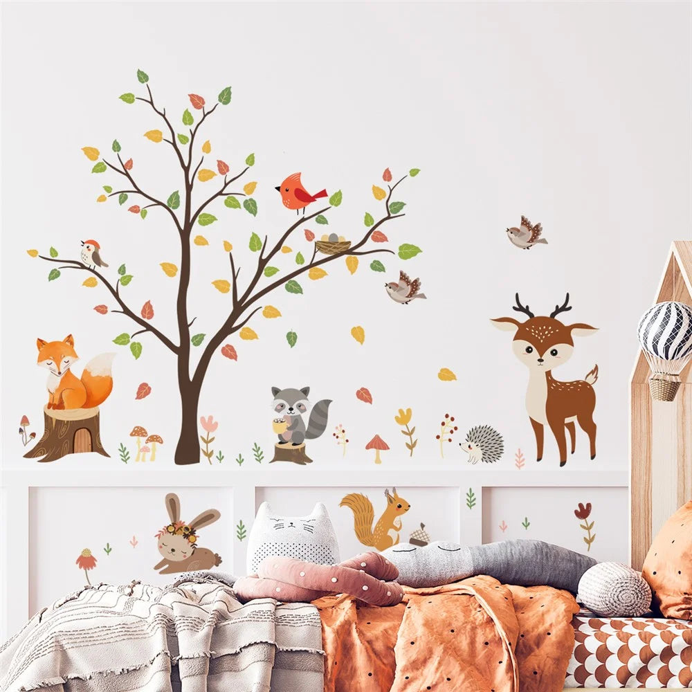 MS1529-YY 8Pcs / Set Cartoon Tree Animal Wall Stickers Wall Decors for Kids Room, Bedroom, Playroom (without EN71 Certification) - 1
