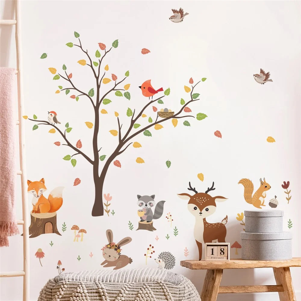 MS1529-YY 8Pcs / Set Cartoon Tree Animal Wall Stickers Wall Decors for Kids Room, Bedroom, Playroom (without EN71 Certification) - 4