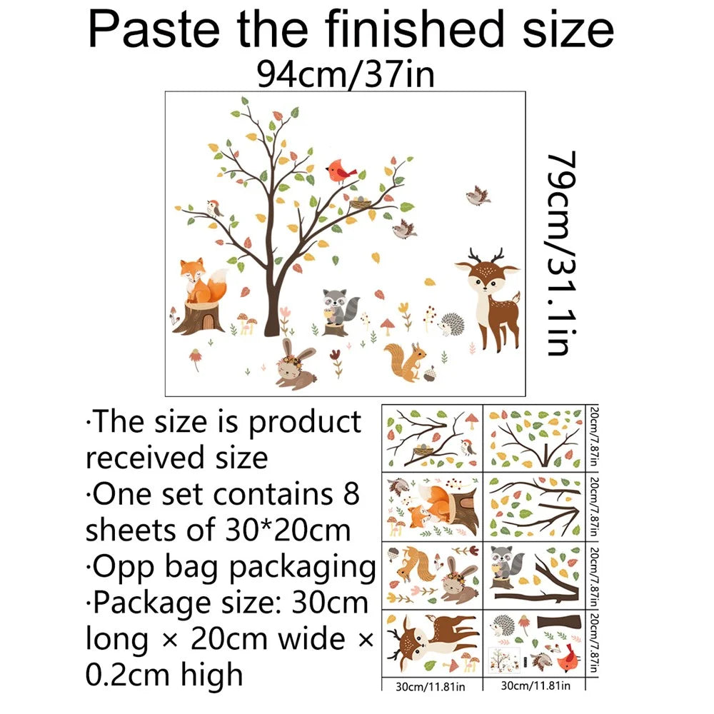 MS1529-YY 8Pcs / Set Cartoon Tree Animal Wall Stickers Wall Decors for Kids Room, Bedroom, Playroom (without EN71 Certification) - 7