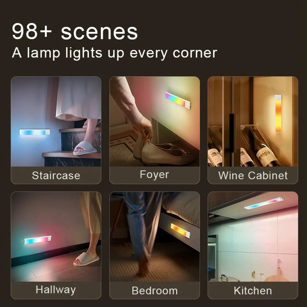 L1-021 23.3cm RGB Cabinet Light Magnetic Human Motion Sensor Smart Wall Lamp Long Night Light for Home - Tarnish - 5