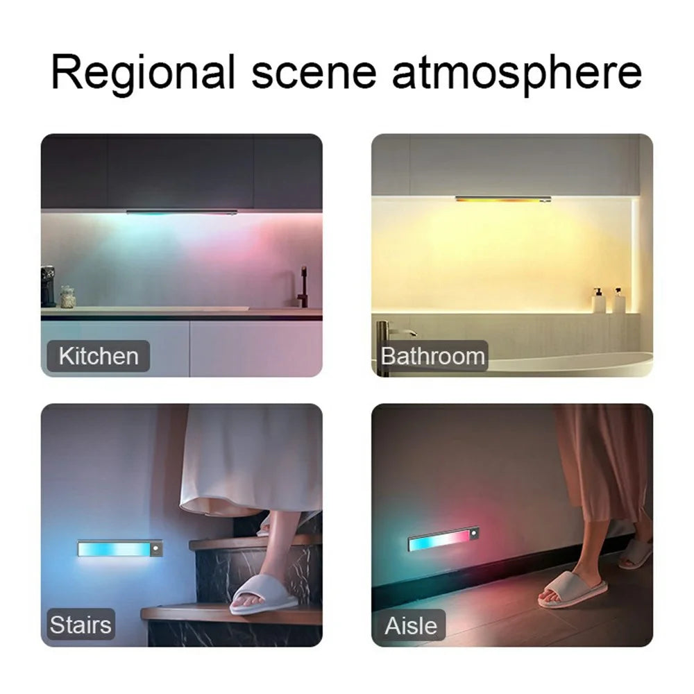 L1-021 2Pcs 23.3cm RGB Cabinet Light Magnetic Human Motion Sensor Smart Wall Lamp Long Night Light for Home - Tarnish - 3