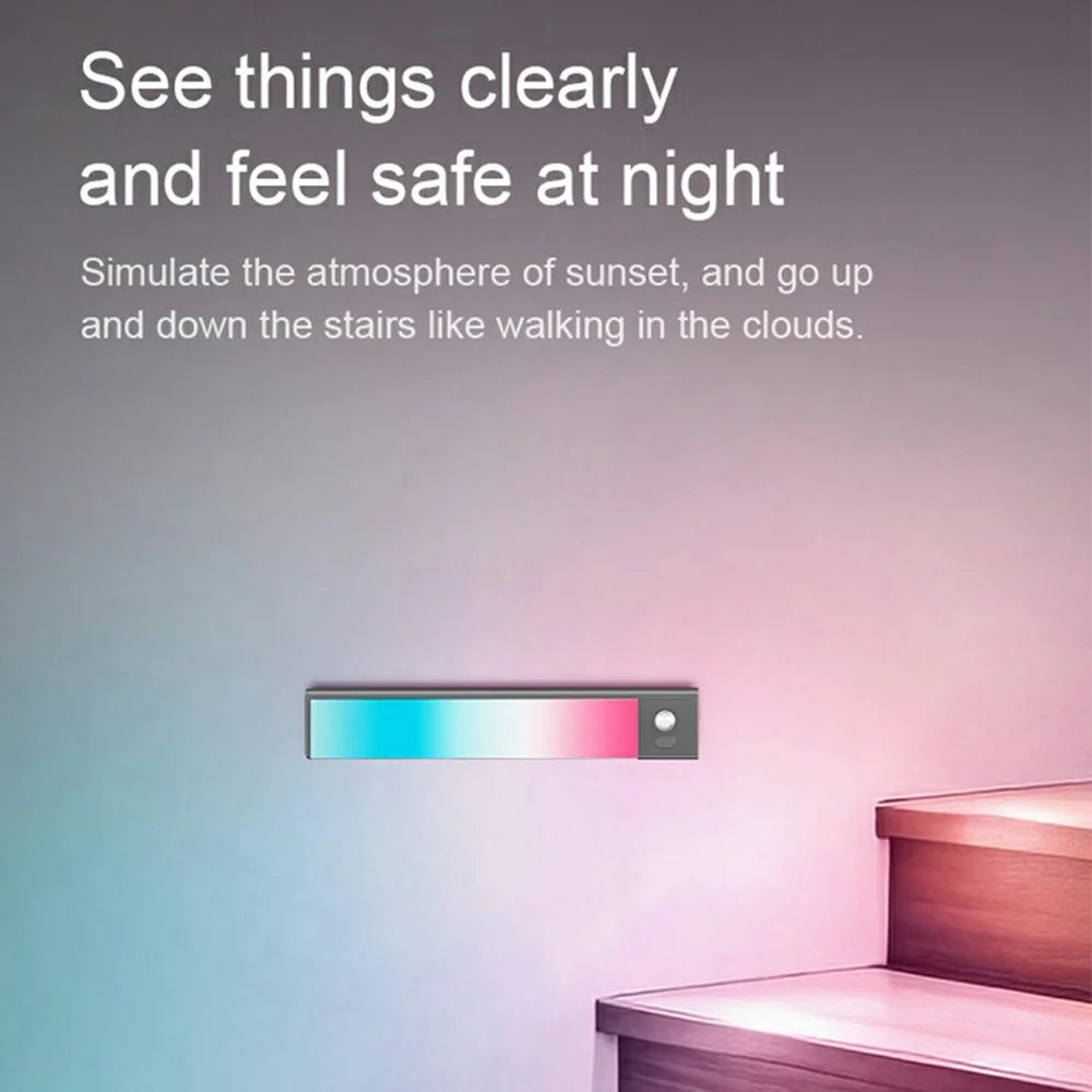 L1-021 2Pcs 23.3cm RGB Cabinet Light Magnetic Human Motion Sensor Smart Wall Lamp Long Night Light for Home - Tarnish - 7